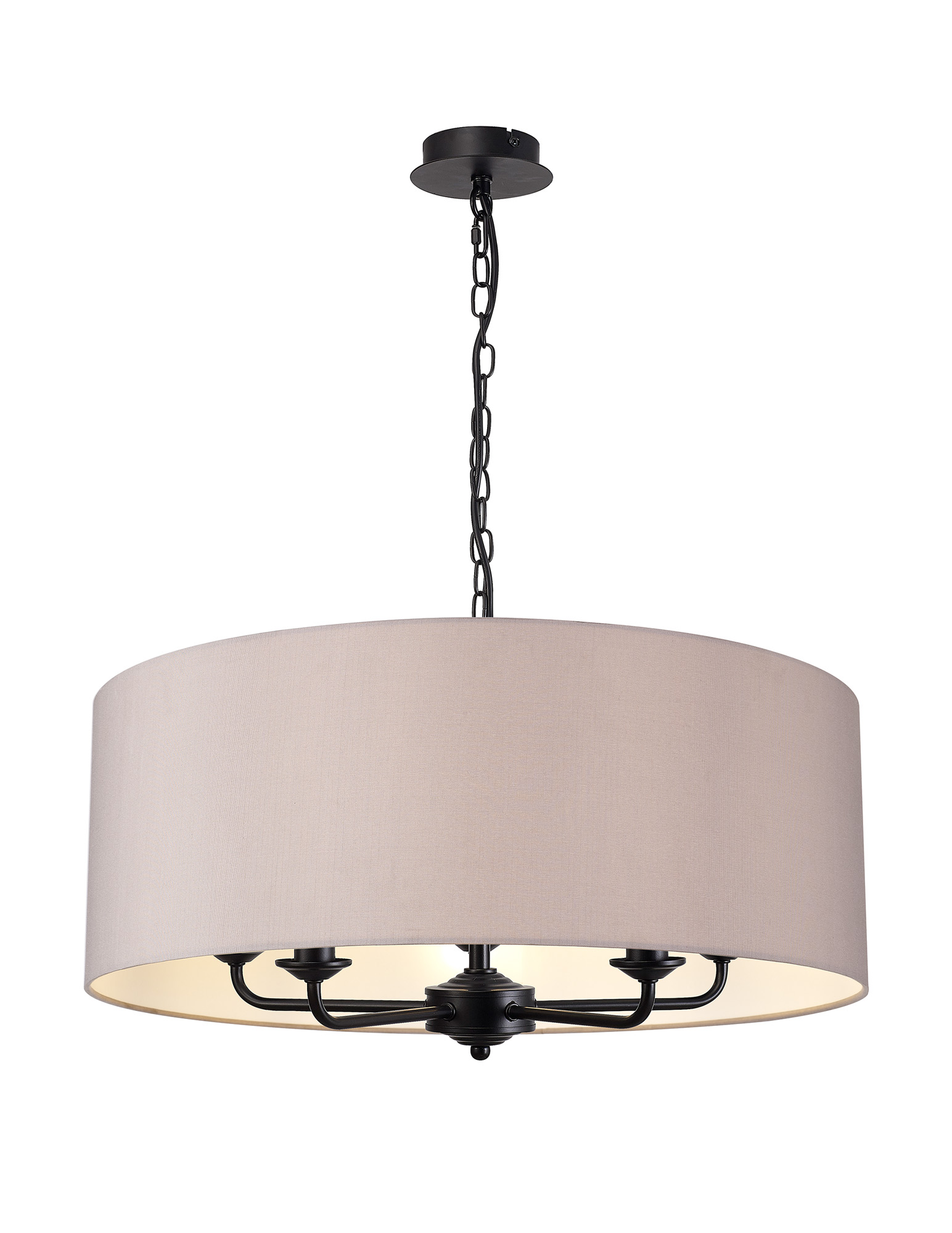 DK1046  Banyan 60cm 5 Light Pendant Matt Black, Grey